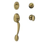 SCHLAGE Lock Company Plymouth Poignée monocylindre et bouton Sienne, laiton antique (F60 PLY 609 SIE)