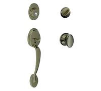 SCHLAGE Poign e monocylindre Plymouth et bouton Siena en tain antique (F60 PLY 620 SIE)