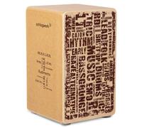 Schlagwerk CP86 Rudiments Styles Cajon Instrument de cajon avec deux tapis de caisse claire 45 x 30 x 30 cm - Bois de bouleau naturel avec motif élégant imprimé sur le devant - Fabriqué en Allemagne