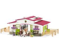 Schleich 42344 Horse Club - Centre équestre avec cavalière et Chevaux, Coffret avec 97 éléments Inclus Dont 2 Chevaux et 1 Personnage, Coffret Figurines pour Enfants dès 5 Ans