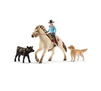 Schleich 42419 Farm World Ensemble Rodéo avec Vachère, Figurine Cheval, Vache et Chien - Animaux de la Ferme Réalistes - Univers Western avec Accessoires - Jeu de 6 Pièces pour Garçons et Filles