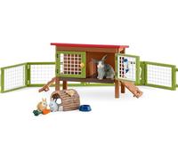 Schleich 42420 Farm World - Clapier, Coffret de 16 pièces avec clapier à Lapin, 3 Figurines de Lapin, Parcours de Lapin, Tunnel et Accessoires, Jouets Animaux de la Ferme pour Enfants dès 3 Ans
