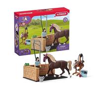 Box de lavage pour chevaux Emily et Luna, coffret schleich avec 19 éléments inclus dont 1 cheval schleich, coffret figurines écurie schleich pour enfants dès 5 ans - schleich 42438 HORSE CLUB