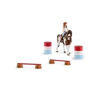 Schleich 42441 Horse Club - Cheval de Course d'Hannah - Coffret de 12 Jouets Rodéo avec Vachère - Figurine Cheval et Accessoires - Cadeau pour Garçons et Filles dès 5 Ans