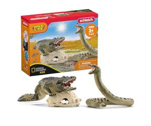 Schleich 42559 Wild Life Assortiment de Jouets Danger dans Le Marécage avec Figurines d'animaux Alligator et Serpent - Coffret avec Oeufs et Nid - Jouet Éducatif pour Enfants de 3 Ans et +