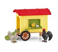 Schleich 42572 Farm World Poulailler Mobile avec Figurines d'animaux - Assortiment de Jouets avec Figurines réalistes de Coq, Poule et Oeufs - Jeu Imaginatif pour Garçons et Filles de 3 Ans et +