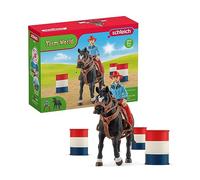 Figurine Cowgirl et Tonneaux de Racing et Cheval Schleich - Animaux de la Ferme et Accessoires Western Réalistes - Coffret 7 Pièces pour Garçons et Filles - schleich 42576 FARM WORLD