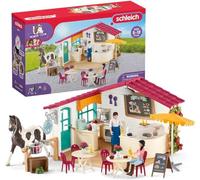Café des cavaliers, coffret schleich avec 97 éléments inclus dont 1 cheval schleich et 2 personnages, coffret figurines pour