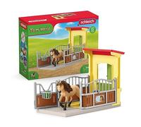 Schleich 42609 Box avec Poney Icelandais - Extension Ferme Educative, dès 3 Ans, Farm World - Coffret, 4 pièces
