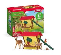 Schleich 42658 Cabane des Animaux de la forêt, dès 3 Ans, Farm World - Coffret, 39 pièces