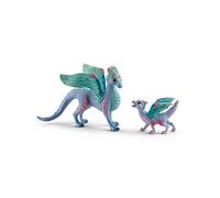 Schleich 70592 BAYALA - Coffret de Jouets Figurine Dragon Fleuri avec Son Petit - Figurines Maman Ailée Fleurie et Bébé Dragon, Figurines d'action pour Filles et Garçons à Partir de 5 Ans