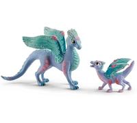 Schleich 70592 BAYALA - Coffret de Jouets Figurine Dragon Fleuri avec Son Petit - Figurines Maman Ailée Fleurie et Bébé Dragon, Figurines d'action pour Filles et Garçons à Partir de 5 Ans