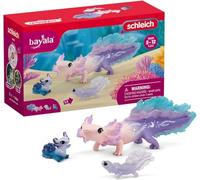 Figurine Animaux Marins - Coffret avec Salamandre Axolotl - Assortiment de 3 Jouets Schleich avec Maman et Bébé Axolotl - a offrir