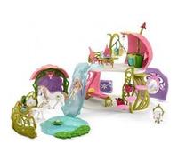 Schleich Bayala - Coffret Maison Fleur pailletee, ecurie, lac - Figurines Licornes, Fee Elfe - Univers de Jeu - Set Jouet et Carte