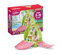 Schleich BAYALA | Crèche Magique de Marween 42520 | Set avec l’Elfe Marween, 2 bébés Dragons, Chaton ailé & Raton Laveur | Fleur Pliable et transportable avec Accessoires | Set dès 5 Ans | 19 pièces