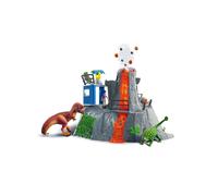 schleich Dinosaurs 42564 : Expédition au Grand Volcan, Multicolore, 4-12 ans, 3 Figurines (Peuple, Animaux Sauvages), Dinosaure Ankylosaure et Giganotosaure