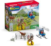 Schleich – Coffret Sauvetage en hélicoptère 72216 – Hélicoptère, Flynn, 2 dinosaures, 28 pièces