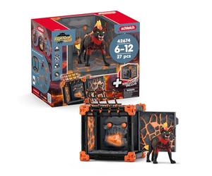 Schleich ELDRADOR | BattleCave Hyène de Lave 42674 | dès 7 Ans | 27 pièces | Set avec Battle Cave ELDRADOR, monstre, mur de tir et cristal | Caves empilables pour créer une arène