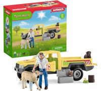 Schleich FARM WORLD 42503-Coffret Visite du Vétérinaire à la ferme de 12 Pièces -Avec Animaux de la Ferme,Véhicule et Vétérinaire-Jouet Détaillé et Durable,Amusant et Pédagogique pour Enfants dès 3Ans