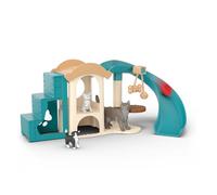 Schleich – Aire de jeu pour chats Farm World 42764 – Coffret 12 pièces avec maison et arbre à chat