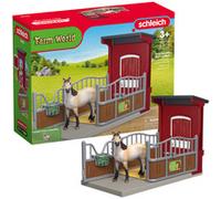 Schleich 42724 Box avec Jument Mustang, dès 3 Ans, Farm World - Coffret, 19 pièces