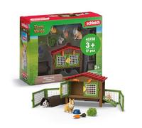 Schleich Set Clapier à lapins 42728 – 3 lapins, 17 pièces, accessoires – Dès 3 ans