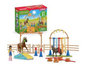 Schleich Farm World | Coffret Pony Agility 42481 | dès 3 Ans | 48 pièces | Set avec 2 poneys, cavalière, parcours d'agilité & accessoires | Compatible avec l’univers schleich | Jouet ferme