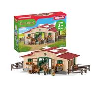 schleich 42195 Écurie avec chevaux et accessoires, dès 3 ans, FARM WORLD - coffret, 96 pièces