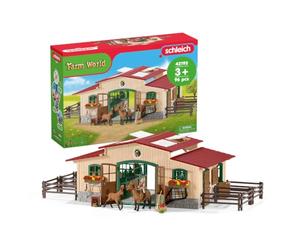 Schleich Farm World | Écurie avec Chevaux et Accessoires 42195 | 96 pièces | set avec écurie, paddocks, 2 chevaux, figurine fille et accessoires | jouet ferme dès 3 ans | exclusivité Amazon