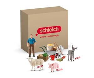 Schleich Farm World | Ensemble d’Animaux de la Ferme 72287 | 15 pièces | Set de jeu avec fermier, âne, cochon, mouton et accessoires | jouet ferme dès 3 ans | exclusivité Amazon