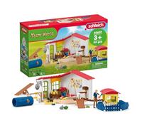 Schleich – Coffret de jouets Hôtel des Animaux de la Ferme, 54 pièces, chien chat lapin – Cadeau
