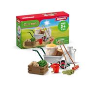 Schleich Farm World | Set Accessoires Ferme 42610 | Brouette, Fourche, arrosoir, Seau, Panier & Nourriture | pour Chevaux & Autres Animaux Jouet Ferme Enfants dès 3 Ans | 11 pièces