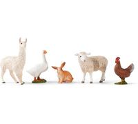 Schleich Farm World - Set Animaux de la Ferme 77536 avec Lapin, oie, Poule, Mouton et Lama - Jouet de Ferme dès 3 Ans - Set détaillé de 5 pièces - exclusivité Amazon