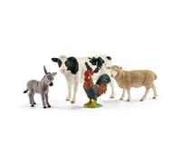 Schleich Farm World Set de démarrage 42385 - Vache, mouton, âne et coq