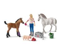 schleich FARM WORLD Visite du vétérinaire pour jument et poulain