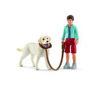 SCHLEICH - Figurine Promenade avec labrador retriever