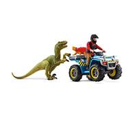 Fuite sur quad face au vélociraptor - Ensemble de Jouets Préhistoriques de 5 Pièces pour Garçons et Filles à Partir de 4 ans -