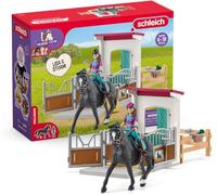 schleich Horse Club | Box à Chevaux avec Lisa & Storm 42709 | Set avec Figurine articulée, Cheval, clôture et Accessoires | Plaque de nom Personnalisable | Cadeau pour Enfants dès 5 Ans | 25 pièces