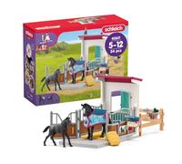 Box pour cheval avec jument et poulain, coffret schleich avec 34 éléments inclus dont 2 chevaux schleich, coffret figurines pour