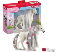 Figurine Jument Quarter à coiffer - Ensemble de 14 Pièces avec Figurine Cheval à la Crinière Coiffable et Plein d'Accessoires - Cadeau pour Enfants dès 4 ans - Schleich HORSE CLUB Sofia's Beauties 42583
