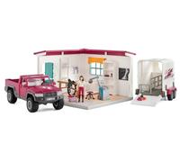 schleich Horse Club | Visite chez Le vétérinaire 72261 | Coffret avec Maison, Pick-up, remorque, 2 Figurines Mobiles, Cheval et Accessoires | Cadeau dès 5 Ans | Coffret 61 pièces | Exclusivité Amazon