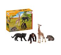 Schleich Kit de base Wild Life 72162 – Girafe, panthère, singe, hippopotame