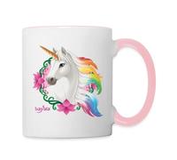 Schleich Spreadshirt Licorne Jument Arc-En-Ciel Bayala Mug Bicolore, taille unique, blanc/rose
