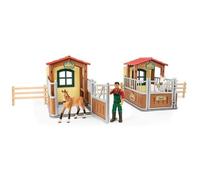 Schleich Visite dans l'étable ouverte - playset chevaux Mustang & poulain Tennessee Walker