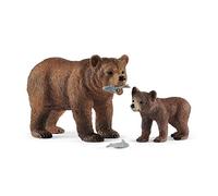 Figurines Maman grizzly avec ourson - SCHLEICH 42473 WILD LIFE - Set de Jouets Animaux Durables G