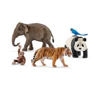 Schleich Wild Life | Coffret Animaux de la Jungle 77588 | Coffret 5 pièces | Set de jeu avec éléphant, panda, tigre, perroquet et bébé singe | Jouet éducatif dès 3 ans | Exclusivité Amazon