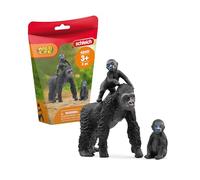 Schleich Wild Life | Famille Gorille 42601 | dès 3 Ans | 3 pièces | maman gorille avec 2 bébés | figurines animales réalistes | idée cadeau enfants | déco anniversaire