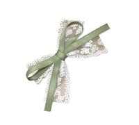 Schleife im eleganten 2000er-Jahre-Stil mit seitlicher Spange, Haarspange, süße Feenschleife im Spitzen-Bowknot-Stil, Balletcore