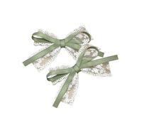 Schleife im eleganten 2000er-Jahre-Stil mit seitlicher Spange, Haarspange, süße Feenschleife im Spitzen-Bowknot-Stil, Balletcore