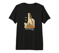 Schloss Lichtenstein, Allemagne, Dessin à la Main T-Shirt Haut de Gamme